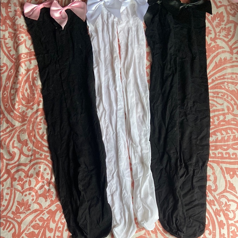 Women's Black and White Tights Set